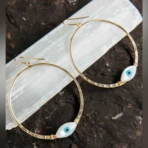 Fierce Forward Evil Eye Protect Your Peace Gold Filled Earrings
